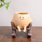 Cute Swing Planter - Hanging Succulent Pot, Craft Ornament for Outdoor Garden & Courtyard Plants