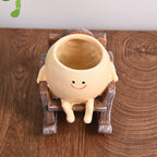 Cute Swing Planter - Hanging Succulent Pot, Craft Ornament for Outdoor Garden & Courtyard Plants