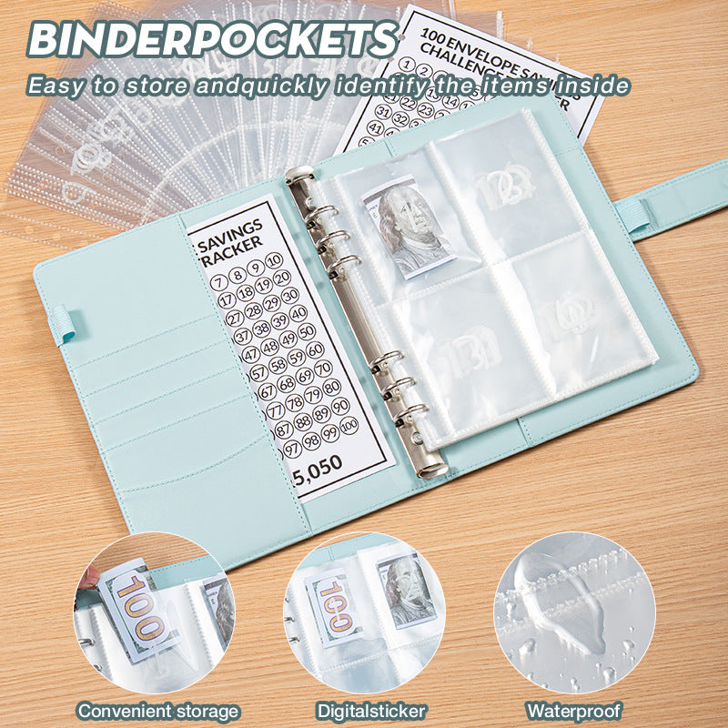 Pink 100 Envelope Savings Challenge Binder - A5 Budget Planner & Money Organizer with Zipper Pockets - Perfect for Couples & Families