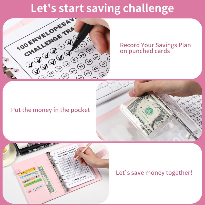 Cyan 100 Envelope Savings Challenge Binder - A5 Budget Planner & Money Organizer with Zipper Pockets - Perfect for Couples & Families