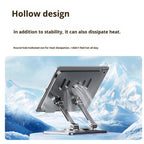 Grey 360 degree Rotating Tablet & Phone Stand - Heavy-Duty Aluminum Adjustable Holder with Cooling for iPad, iPhone, and More
