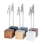 White 4 Pack Wooden Cube Memo Clips Photo Holders with Flexible Wire Alligator Clasp for Weddings Home and Office Desk Decor 11cm Height