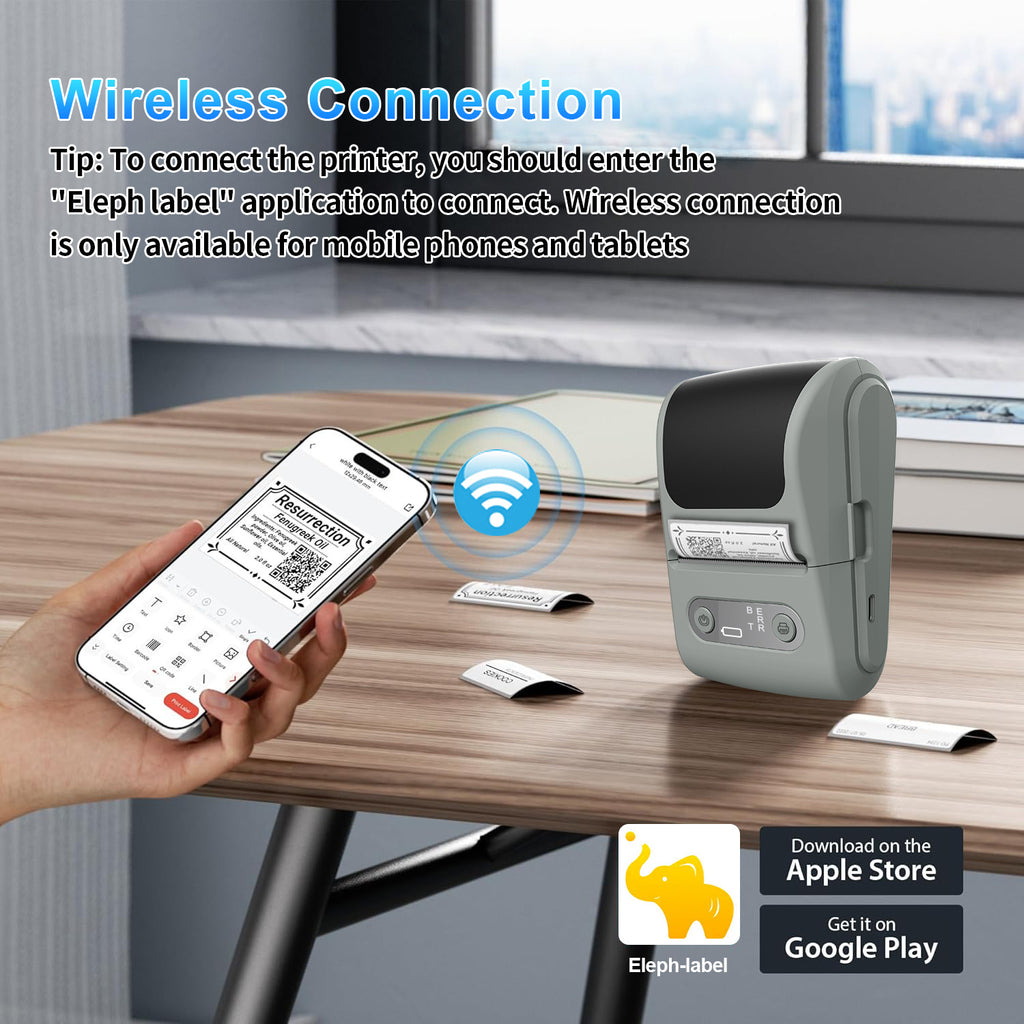 Black Portable Bluetooth Thermal Label Printer – Compact, Ink-Free Mini Label Maker for Home, Office, and Small Business Use in Australia