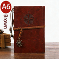 2-Pack A6 Nautical Vintage PU Leather Student Notebook - Pirate Style Strapped Diary with 150 Pages of Refillable Kraft Paper(Brown)