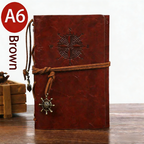 2-Pack A6 Nautical Vintage PU Leather Student Notebook - Pirate Style Strapped Diary with 150 Pages of Refillable Kraft Paper(Brown)