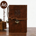 2-Pack A6 Nautical Vintage PU Leather Student Notebook - Pirate Style Strapped Diary with 150 Pages of Refillable Kraft Paper(Coffee Brown)