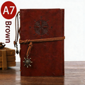 2-Pack A7 Nautical Vintage PU Leather Student Notebook - Pirate Style Strapped Diary with 150 Pages of Refillable Kraft Paper(Brown)