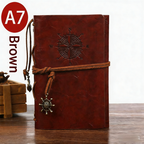 2-Pack A7 Nautical Vintage PU Leather Student Notebook - Pirate Style Strapped Diary with 150 Pages of Refillable Kraft Paper(Brown)