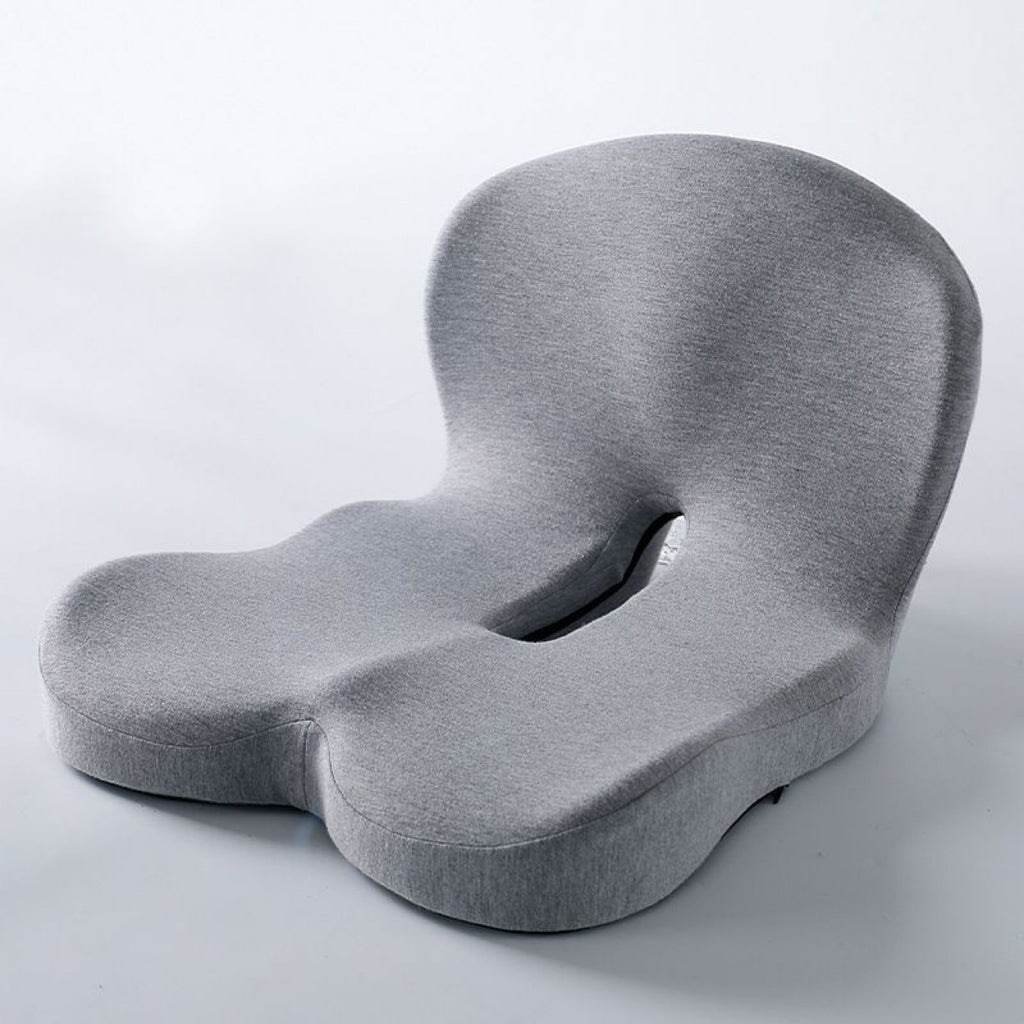 Grey Ergonomic Memory Foam Seat Cushion & Lumbar Support(44x42x32CM) - Relieves Sciatica & Corrects Posture with Breathable Cover
