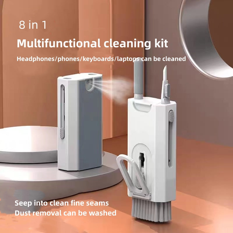 Blue Q8 8-in-1 Multi-Function Cleaning Kit – Compact Keyboard, Phone, and Earphone Cleaner with Built-In Tools (No Cleaning Liquid Included)