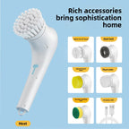 Electric Cleaning Brush with 5 Replaceable Heads – Waterproof, Rechargeable Kitchen Scrubber for Dishes, Surfaces & Deep Cleaning