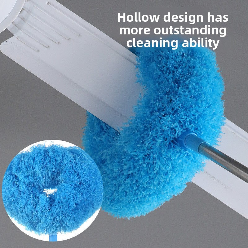 Yellow Long Handle Ceiling Fan Duster with Hollow Microfiber Head and Extendable Stainless Steel Pole for High Reach Home Cleaning Efficiency