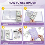 Pink 100 Days Envelope Savings Challenge with 50 Clear Double-Sided Pages - Portable A6 Size for Budgeting & Financial Goals