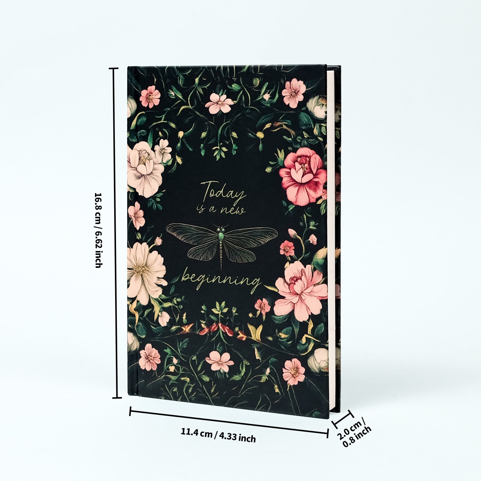 2PCS Elegant Vintage Floral Hardcover Notebook | Today is a New Beginning Dragonfly Journal | Creative A6 Portable Planner
