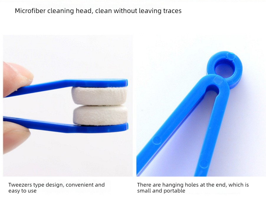 10 Pcs Red Portable Eyeglass Cleaning Clip - Dual-Sided Microfiber Tongs for Safe, Streak-Free Lens Care