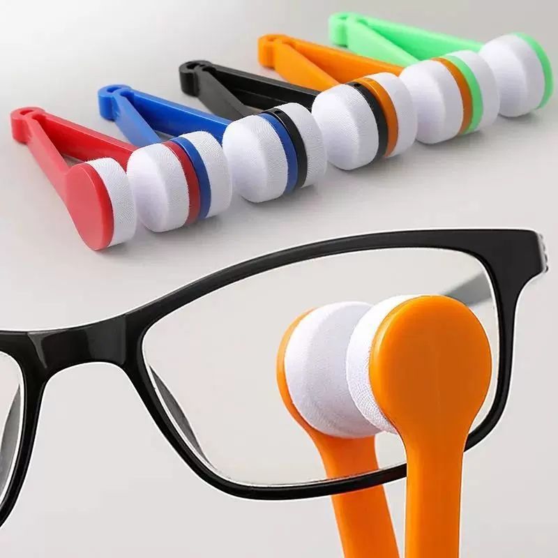 10 Pcs Blue Portable Eyeglass Cleaning Clip - Dual-Sided Microfiber Tongs for Safe, Streak-Free Lens Care