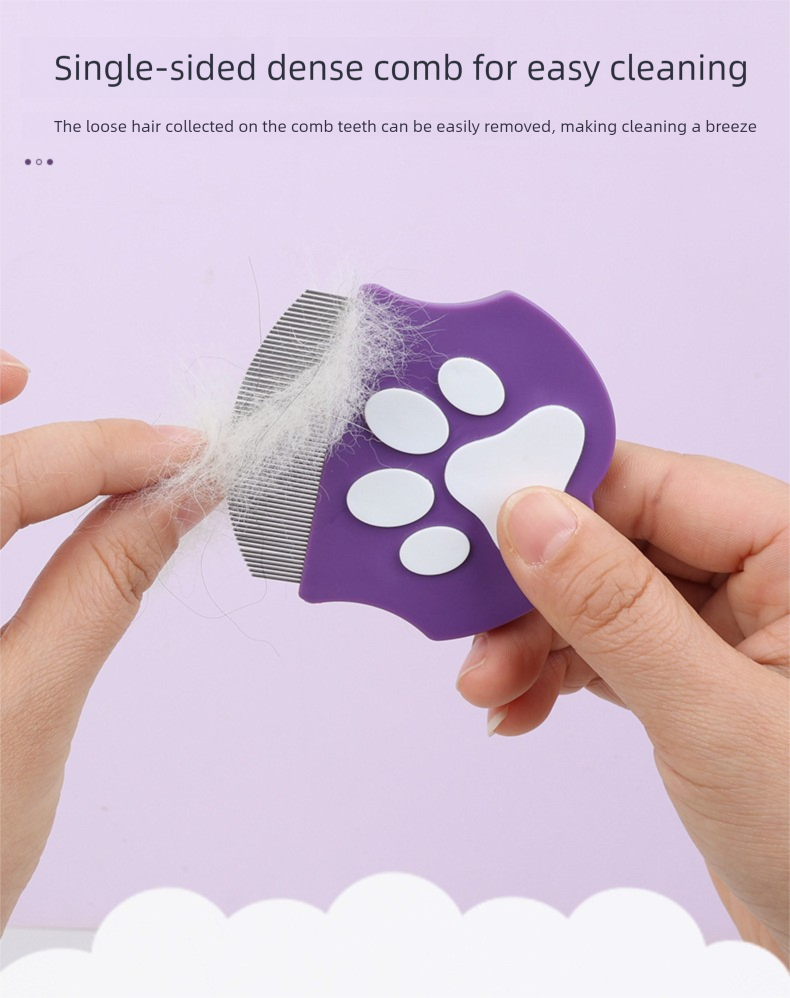 2 Pcs Purple Gentle Pet Face & Flea Comb – Mini Grooming Tool for Cats & Dogs with Rounded Teeth