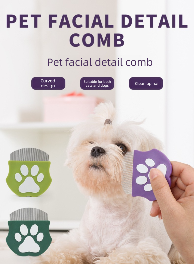 2 Pcs Dark Blue Gentle Pet Face & Flea Comb – Mini Grooming Tool for Cats & Dogs with Rounded Teeth