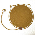 Brown Durable Cat Scratching Mat with Attached Toy Ball - Washable and Multi-Functional, Ideal for Cats' Scratching and Sleeping - 50cm Diameter