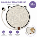 Beige Durable Cat Scratching Mat with Attached Toy Ball - Washable and Multi-Functional, Ideal for Cats' Scratching and Sleeping - 50cm Diameter
