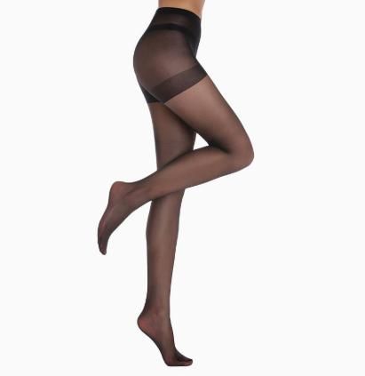 Size 2XL 3 Pcs Black Women's 20 Denier Sheer Tights 3 Pack - Snag Resistant Nylon Elastane Pantyhose with Stretch Fit, Single Seam Design