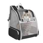 Black Breathable Pet Carrier Backpack - 35 x 29 x 41 cm Oxford Fabric Travel Bag with Mesh Ventilation, Structured Support and Plush Mat for Cats and Small Dogs