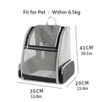 Black Breathable Pet Carrier Backpack - 35 x 29 x 41 cm Oxford Fabric Travel Bag with Mesh Ventilation, Structured Support and Plush Mat for Cats and Small Dogs