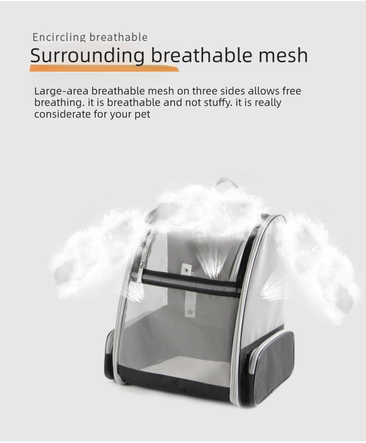 Black Breathable Pet Carrier Backpack - 35 x 29 x 41 cm Oxford Fabric Travel Bag with Mesh Ventilation, Structured Support and Plush Mat for Cats and Small Dogs
