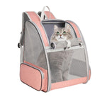 Pink Breathable Pet Carrier Backpack - 35 x 29 x 41 cm Oxford Fabric Travel Bag with Mesh Ventilation, Structured Support and Plush Mat for Cats and Small Dogs