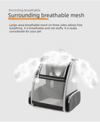 Grey Breathable Pet Carrier Backpack - 35 x 29 x 41 cm Oxford Fabric Travel Bag with Mesh Ventilation, Structured Support and Plush Mat for Cats and Small Dogs