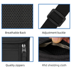 Black RFID Neck Passport Holder - 16.3 x 22.8 cm Lightweight Nylon and Polyester Crossbody Travel Wallet and Document Organiser for Phone, Cards, Cash and Tickets