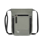 Grey RFID Neck Passport Holder - 16.3 x 22.8 cm Lightweight Nylon and Polyester Crossbody Travel Wallet and Document Organiser for Phone, Cards, Cash and Tickets