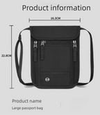 Khaki RFID Neck Passport Holder - 16.3 x 22.8 cm Lightweight Nylon and Polyester Crossbody Travel Wallet and Document Organiser for Phone, Cards, Cash and Tickets