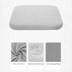 Grey Memory Foam Seat Cushion - 45 x 45 x 4.5 cm Polyester Cover, Removable Washable Cover, Portable Office Chair, Student, Dining Chair and Car Seat Pad