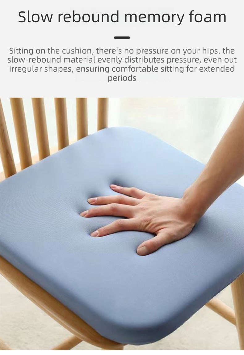 Grey Memory Foam Seat Cushion - 45 x 45 x 4.5 cm Polyester Cover, Removable Washable Cover, Portable Office Chair, Student, Dining Chair and Car Seat Pad