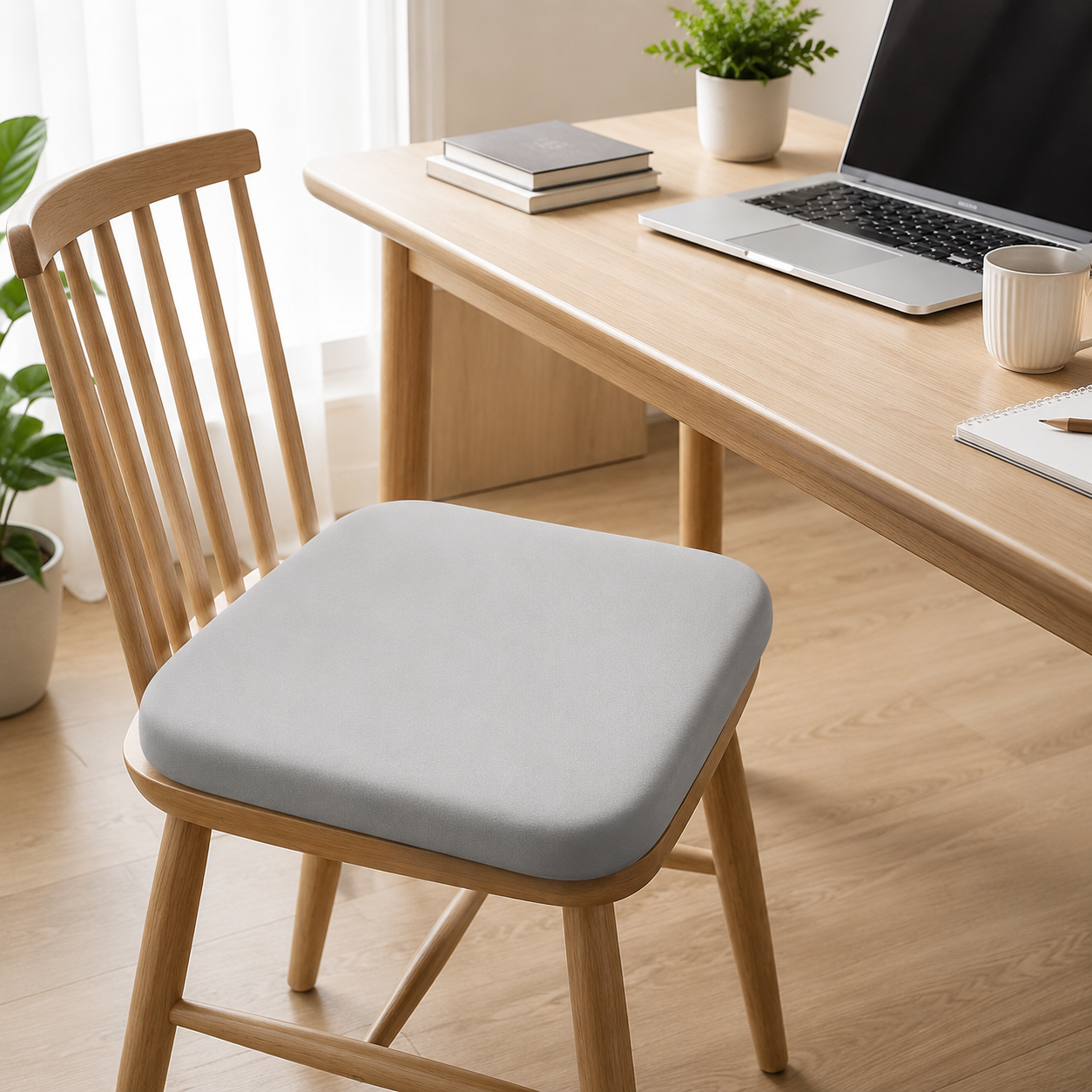 Light Blue Memory Foam Seat Cushion - 45 x 45 x 4.5 cm Polyester Cover, Removable Washable Cover, Portable Office Chair, Student, Dining Chair and Car Seat Pad
