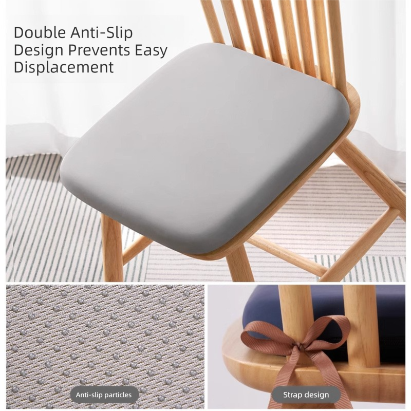 Dark Blue Memory Foam Seat Cushion - 45 x 45 x 4.5 cm Polyester Cover, Removable Washable Cover, Portable Office Chair, Student, Dining Chair and Car Seat Pad