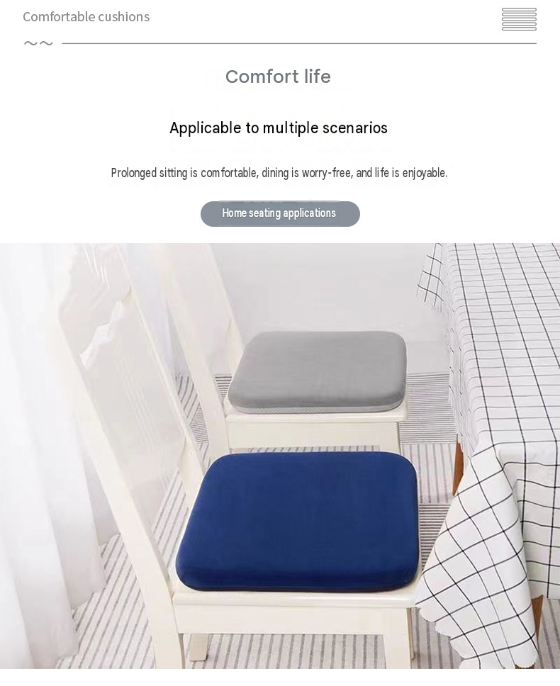 Dark Grey Memory Foam Seat Cushion - 45 x 45 x 4.5 cm Polyester Cover, Removable Washable Cover, Portable Office Chair, Student, Dining Chair and Car Seat Pad