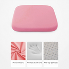 Pink Memory Foam Seat Cushion - 45 x 45 x 4.5 cm Polyester Cover, Removable Washable Cover, Portable Office Chair, Student, Dining Chair and Car Seat Pad