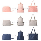 Beige Lightweight Foldable Backpack - Waterproof Polyester 3 Way Backpack and Tote Bag, 160g Packable Daypack for Hiking, Travel, Camping and Everyday Use