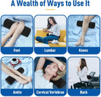 Blue Portable McKenzie Method Ergonomic Lumbar Support Roll - Adjustable Memory Foam Cylinder Pillow with Breathable Cover