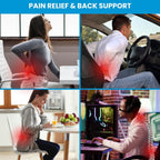 Black Large Ergonomic Memory Foam Lumbar Support Pillow & S Curve High-Back Cusion with Buckle Strap & Breathable Mesh Cover