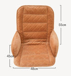 Grey Premium Quilted Plush Integrated Seat Cushion & Backrest – Thickened Lumbar Support Pad with Detachable Armrests, Secure Buckle and Washable Cover for Office Chair Long Sitting