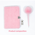 Purple Plush A5 Notebook and Pom Pom Pen Gift Box with Privacy Lock & Key - Soft Faux Fur Diary, Secure Personal Journal, Perfect Gift-Ready Stationery for Girls and Teens