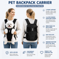 Black Hands Free Adjustable Dog Carrier Backpack with 3-Point Support, Reserved Tail Opening and Wide Padded Straps - Chest & Back Dual Use, Breathable on Both Sides and Quick-release Safety Buckles for Walking Bike Travel Outdoor Use, S Size