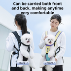 Black Hands Free Adjustable Dog Carrier Backpack with 3-Point Support, Reserved Tail Opening and Wide Padded Straps - Chest & Back Dual Use, Breathable on Both Sides and Quick-release Safety Buckles for Walking Bike Travel Outdoor Use, M Size