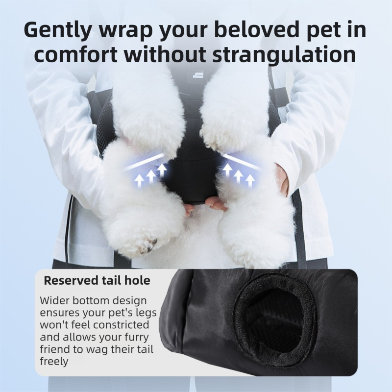 Blue Hands Free Adjustable Dog Carrier Backpack with 3-Point Support, Reserved Tail Opening and Wide Padded Straps - Chest & Back Dual Use, Breathable on Both Sides and Quick-release Safety Buckles for Walking Bike Travel Outdoor Use, M Size