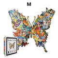 Enchanting Butterfly Wooden Jigsaw Puzzle for Adults - Creative Unique Shaped 3D Wooden Puzzle Wall Art, Parent-Child Educational DIY Craft Gift, M Size 118 Pieces 8.4 x 8.3"