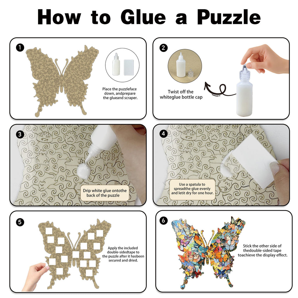Enchanting Butterfly Wooden Jigsaw Puzzle for Adults - Creative Unique Shaped 3D Wooden Puzzle Wall Art, Parent-Child Educational DIY Craft Gift, M Size 118 Pieces 8.4 x 8.3"