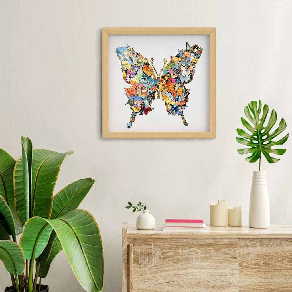 Enchanting Butterfly Wooden Jigsaw Puzzle for Adults - Dual Function 3D Puzzle Wall Art & Money Saving Box Ornament, Parent-Child Educational DIY Craft Gift, L Size 162 Pieces 11.2 x 11"